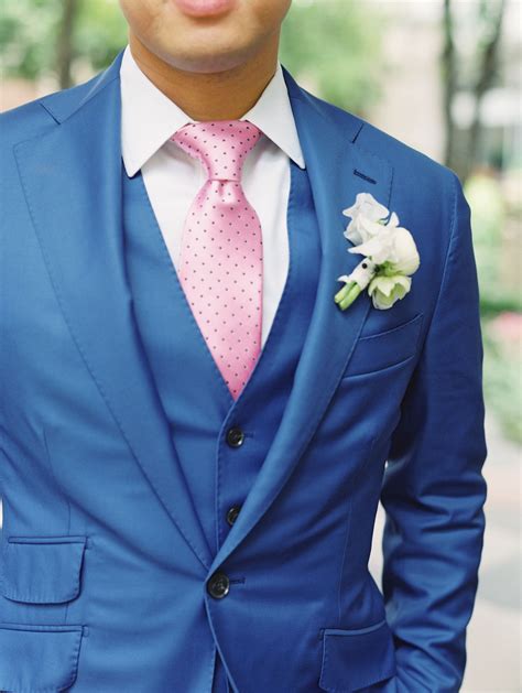 navy blue and pink suit.